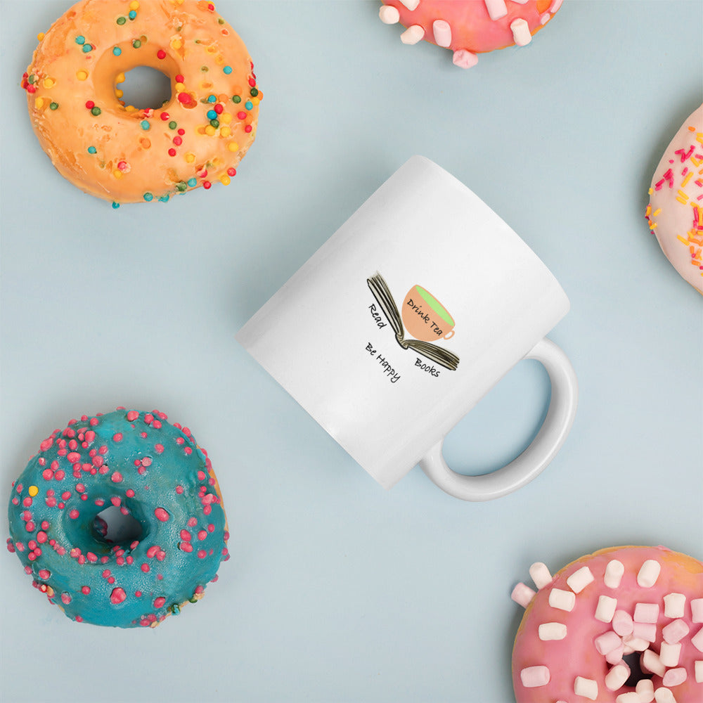 Drink tea, read books, be happy mug