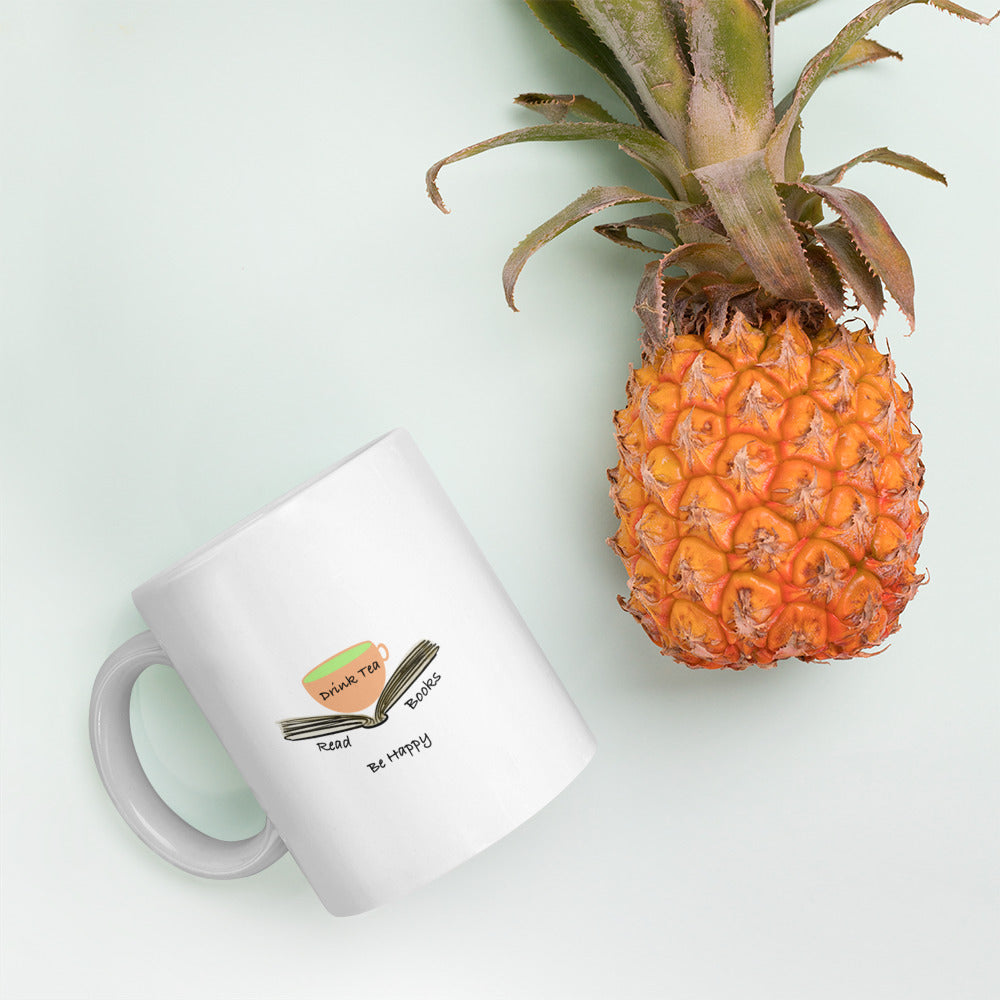 Drink tea, read books, be happy mug