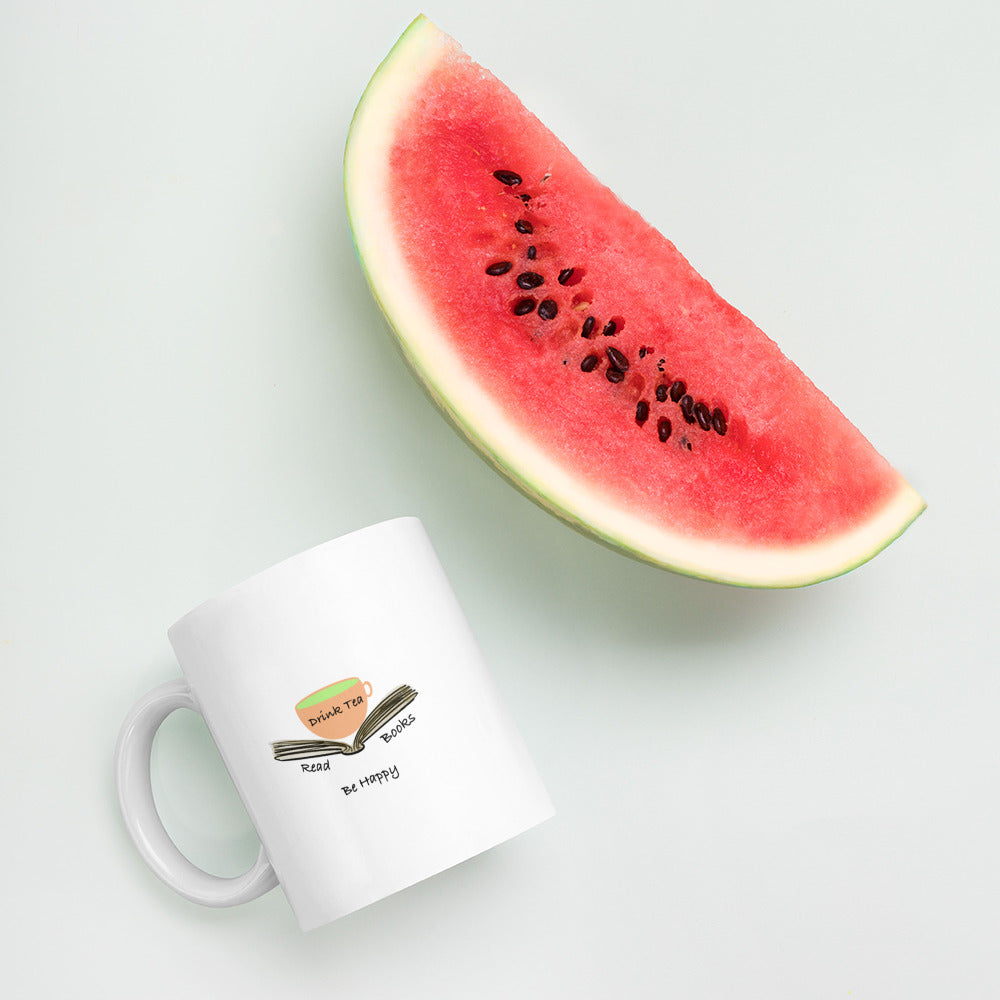 Drink tea, read books, be happy mug